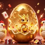 Engage with 88VV's dazzling golden dragon scene amidst a vibrant casino atmosphere.