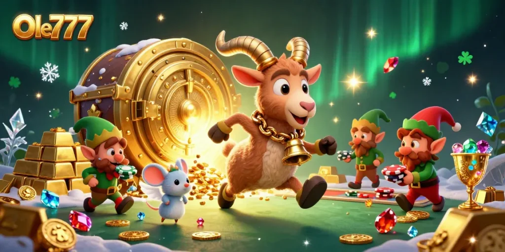 Experience the thrill of Ole777's vibrant casino adventure in a dynamic 3D scene.