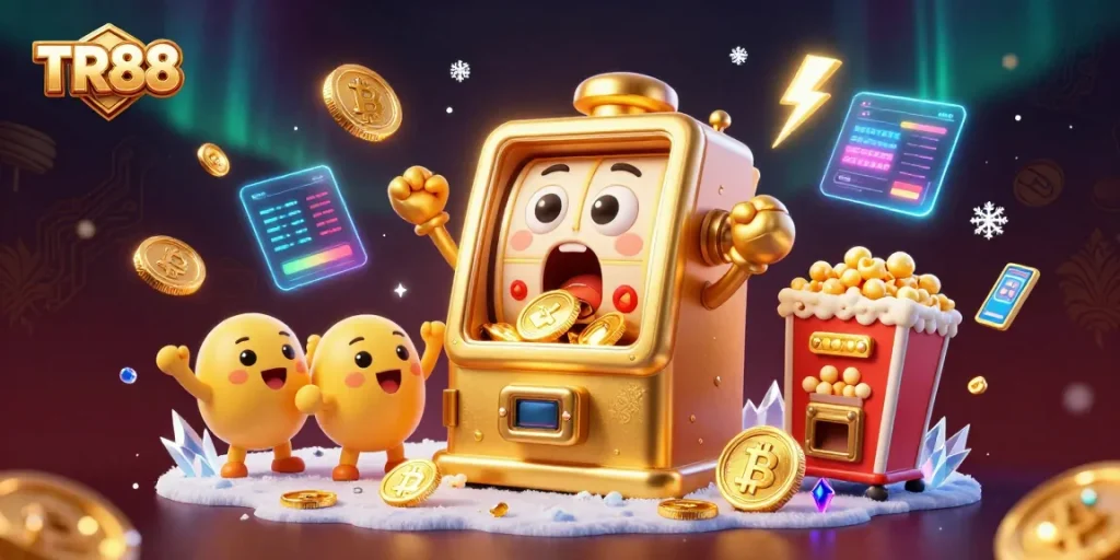 Spin to win big with TR88's golden slot machines and vibrant crypto elements!