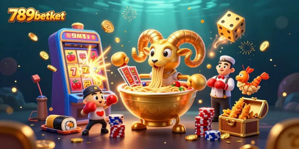 Experience thrilling gaming action with 789betket's lively casino characters in a vibrant atmosphere.