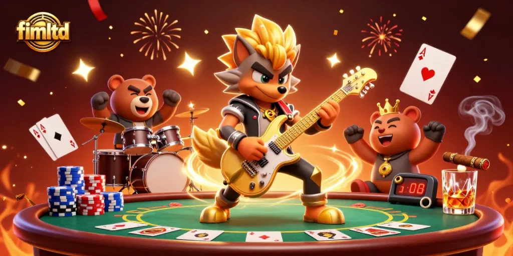 Experience the thrill at fimltd with electric guitar shredding wolf and dynamic casino elements.