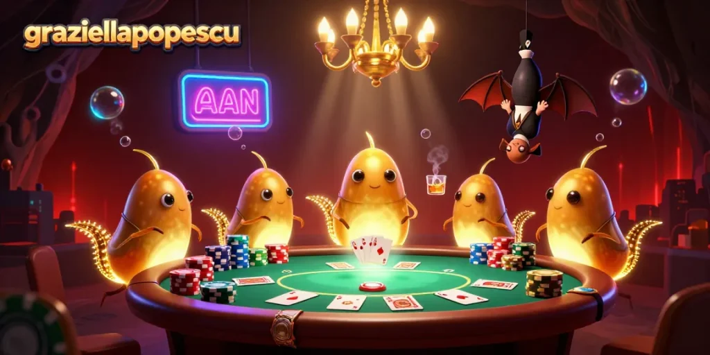 Experience the thrilling ambiance of a cave casino with graziellapopescu's glowworm team lighting up poker games.