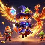 Experience thrilling gameplay in slot depo 5k with a mystical wizard fox, phoenix, and magical elements.