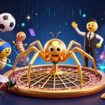 Experience thrilling bets at Red88 with a golden spider spinning a roulette web.