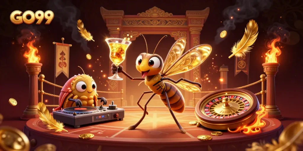 Experience GO99's excitement with a lively 3D illustration of unique casino characters.