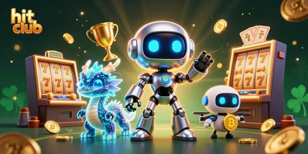 Join the hit club to experience thrilling wins with 3D casino characters in a vibrant gaming scene.