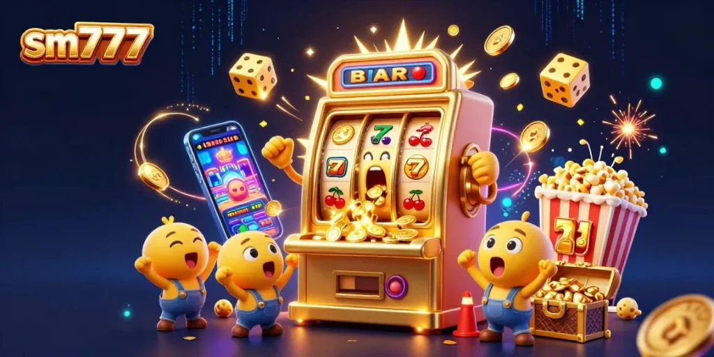 Experience thrilling wins with sm777, the ultimate online casino platform featuring vibrant slot machines and exciting game actions.