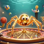Experience the thrilling world of 789p as the golden spider spins a roulette web amidst vibrant gaming action.