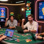 Engaged players enjoying the best online casinos with vibrant games and Australian-themed décor.