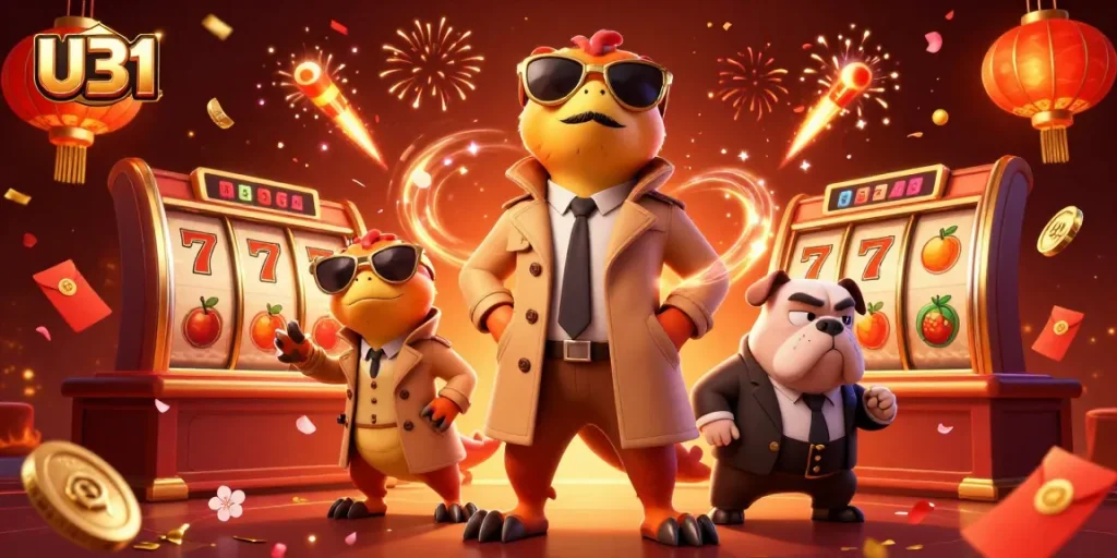 U31 engages players with exciting jackpot reels and dynamic casino action in a visually stunning scene.
