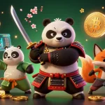 Join the excitement at J88, where a samurai panda and ninja fox celebrate gaming glory!