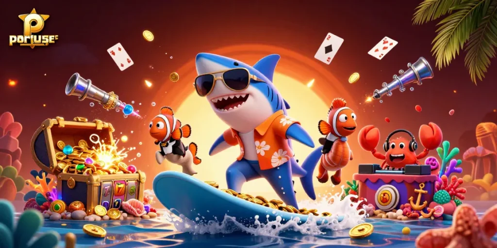 Surf the waves of gold coins at pulsesoftware with vibrant casino-themed characters and thrilling elements.