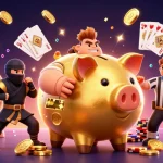 Engage with da88's thrilling casino action featuring a golden piggy bank sumo wrestler and dynamic game elements.