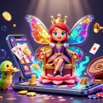 Experience the vibrant world of EE88 with a colorful 3D casino illustration packed with exciting game elements.