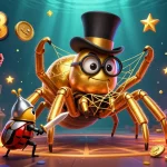 Engage with tx88's vibrant 3D casino scene featuring a golden tarantula and beetle knight.