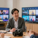 Trusted IPTV reseller discussing services with local business owner in community setting.