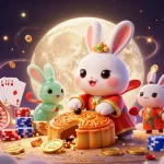 Experience the magic of S8 with the moon rabbit and poker chips in a vibrant casino scene.