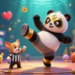 iwinclub showcases vibrant 3D cartoon characters in a rich casino scene, engaging in thrilling gameplay.