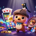 Experience the thrill with QH88 in this vibrant underwater casino scene featuring playful characters and gaming elements.
