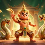 Experience excitement at BL555 with vibrant casino guardians and gold coins in a lively scene