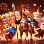 Experience the excitement of spaceman88 with a vibrant casino-themed 3D illustration showcasing dynamic game elements.