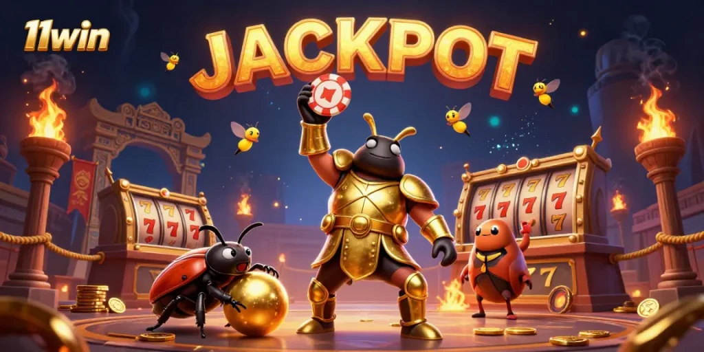 Experience excitement at 11win with a glorious jackpot moment in a thrilling casino setting.
