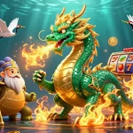 Engage with slot777 in an exciting 3D casino illustration featuring iconic characters and vibrant slot machine elements.