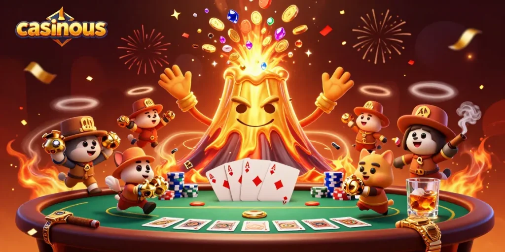 Casinous showcases thrilling mobile casino games with a vibrant eruption of excitement and treasure