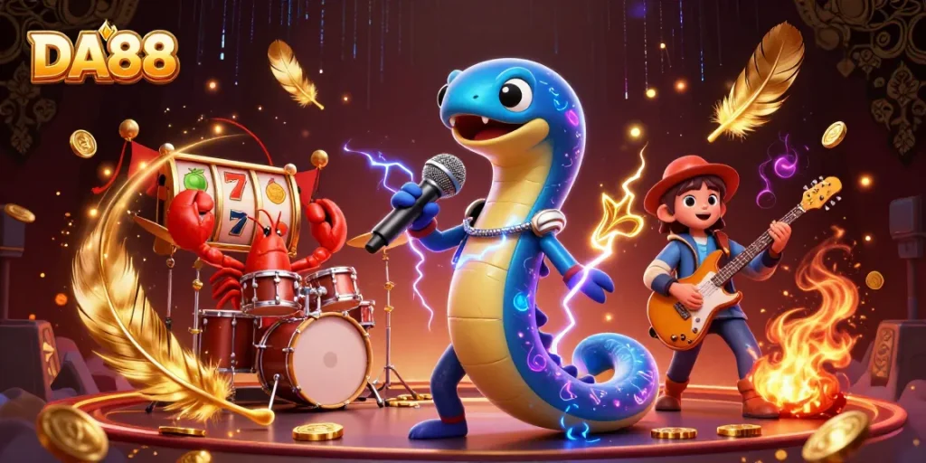 Experience DA88's vibrant underwater casino performance with an electric eel DJ, lobster drummer, and seahorse guitarist.