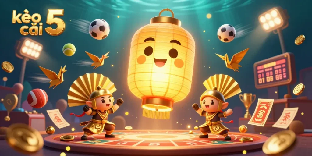 Engaging scene with kèo nhà cái 5 showcasing a vibrant night market casino filled with exciting betting elements.