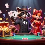 Engage with TT88’s thrilling casino experience as raccoon, fox, and hedgehog play poker and revel amidst gold coins.
