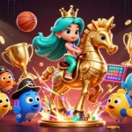 Engage with the vibrant debet-themed illustration showcasing a mermaid princess, seahorse, and dynamic sports elements.
