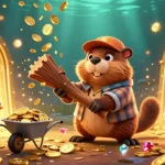 Watch the J88-themed beaver collecting golden coins while enjoying a vibrant casino scene!